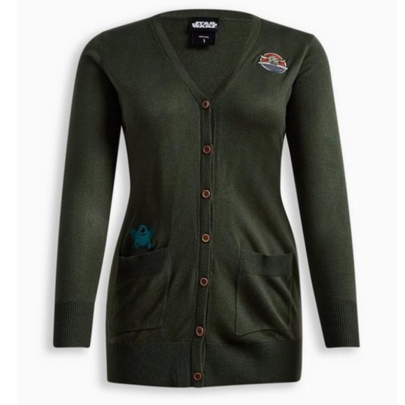 TORRID NWT STAR WARS THE MANDALORIAN BUTTON FRONT CARDIGAN SWEATER - Picture 4 of 6